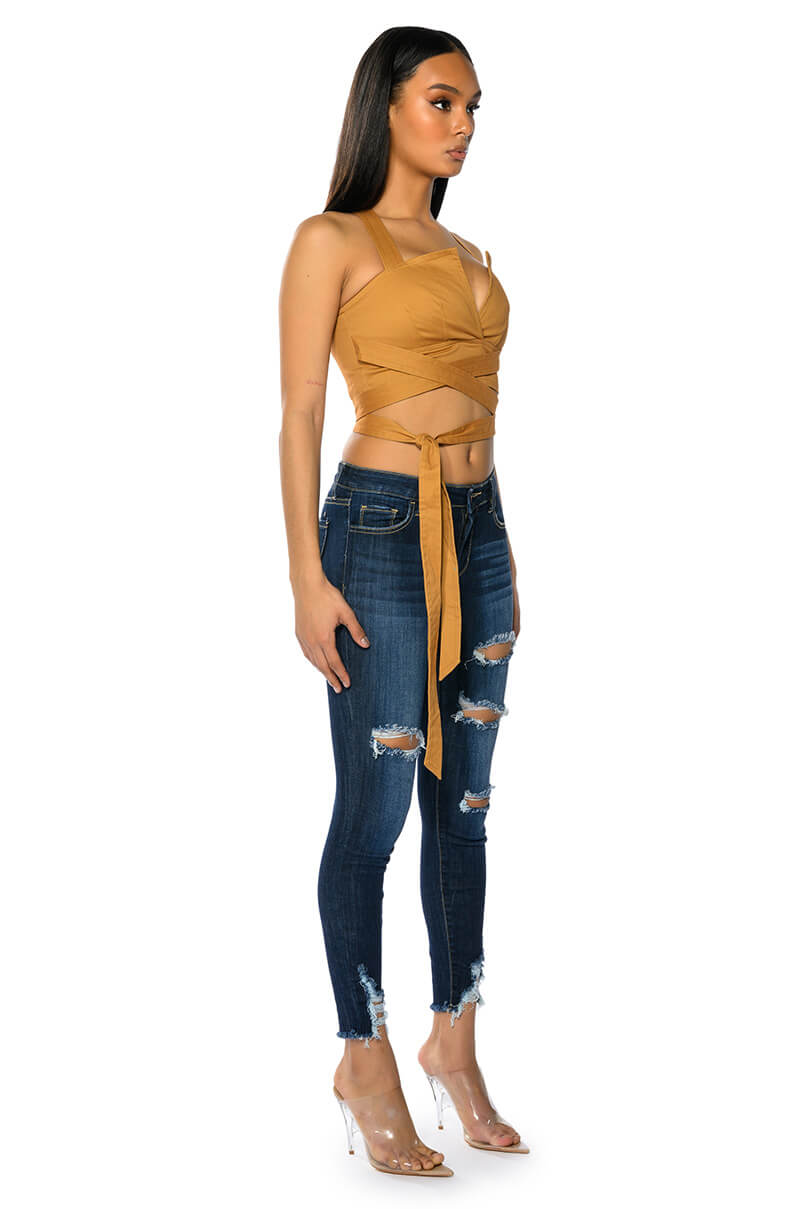 Detail View Londyn Cross Back Wrap Tank Top 7