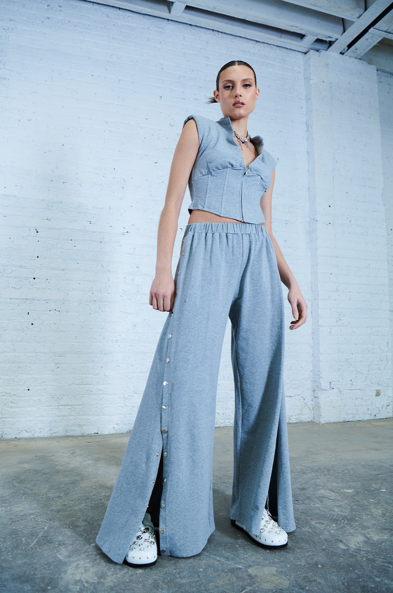 Extra View Londyn Snap Sides Sweatpant In Grey