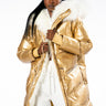 Front View Long Puffer In Gold Croc