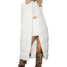 Front View Long Puffer Vest With Belt In White