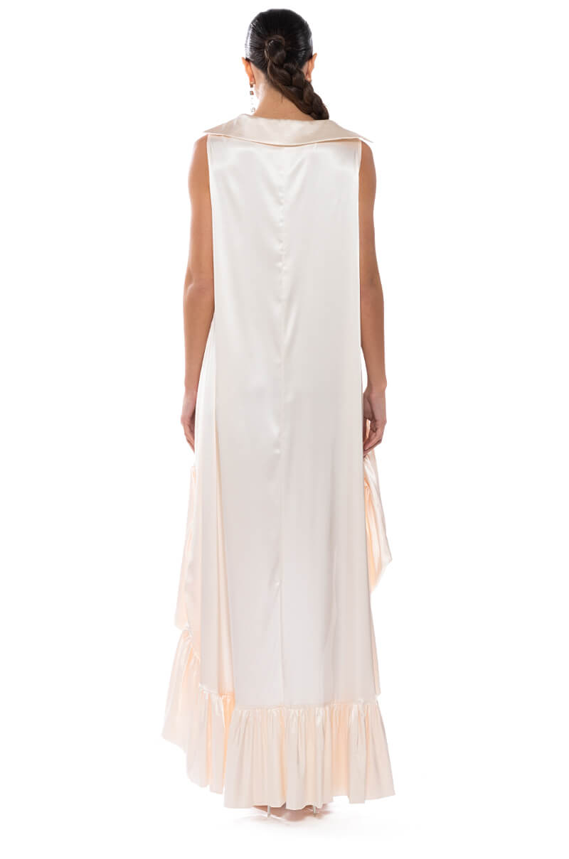 Extra View Lonnie Cowl Neck High Low Satin Midi Dress 5