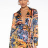 Front View Look Again Satin Scarf Print Mini Dress