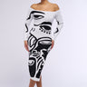 Front View Look At Me Abstract Print Knit Midi Dress