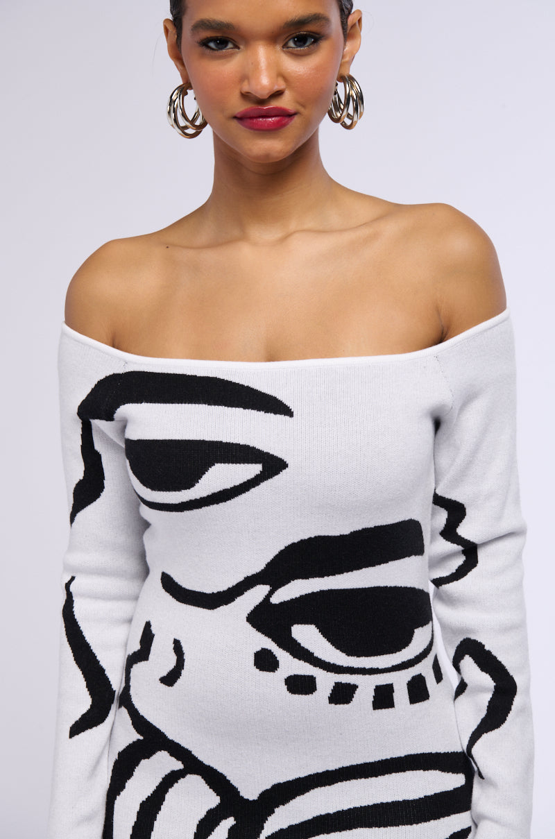 Extra View Look At Me Abstract Print Knit Midi Dress