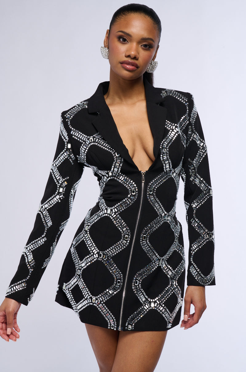 LOOK AT ME RHINESTONE BLAZER DRESS view 0