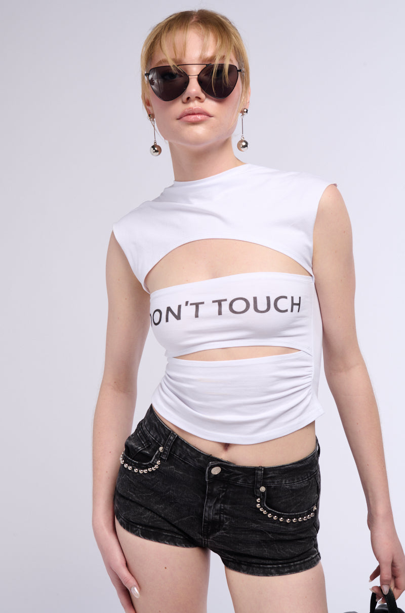 LOOK DONT TOUCH GRAPHIC CUTOUT TEE view 0