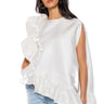 Front View Look My Way Asymmetrical Top In White