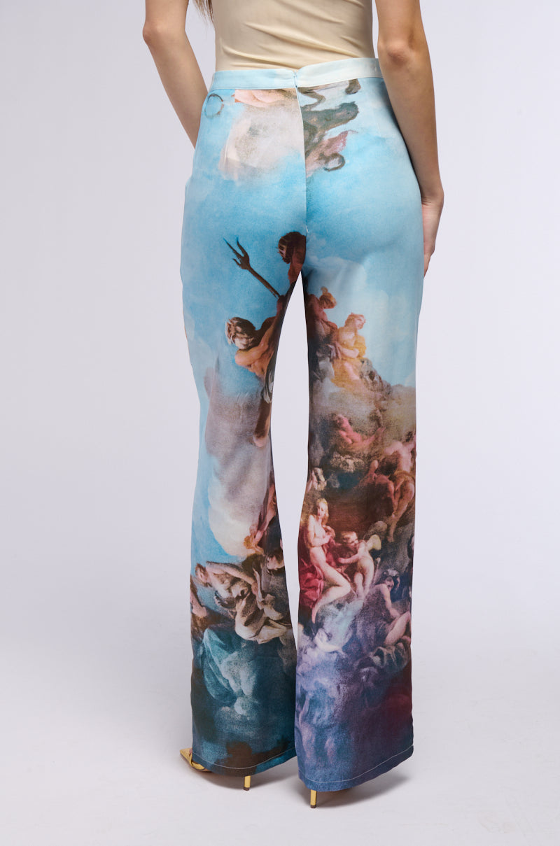 Side View Look Up Printed Wide Leg Trouser
