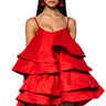 Front View Looking For Lust Ruffle Mini Dress In Red