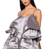 Front View Looking For Lust Ruffle Mini Dress In Silver