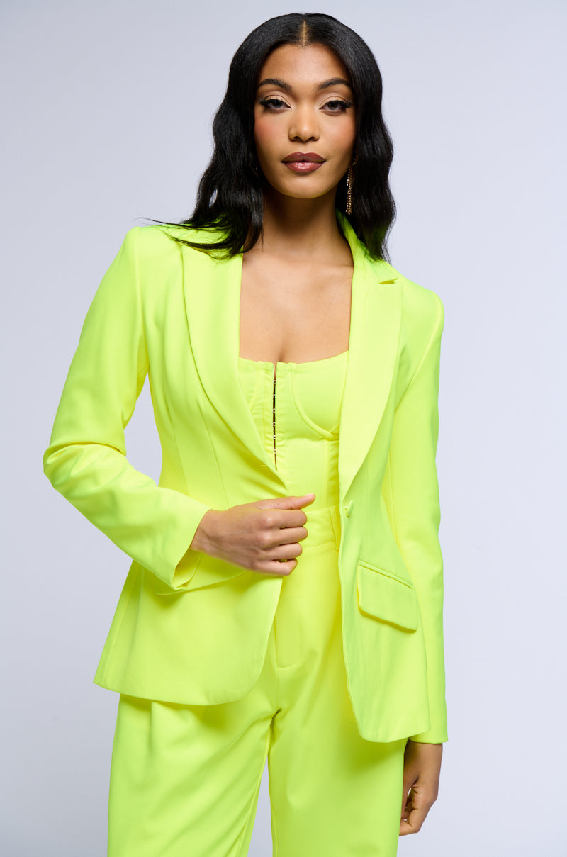 LOOKING SHARP FITTED BLAZER IN NEON YELLOW view 0