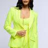 Front View Looking Sharp Fitted Blazer In Neon Yellow