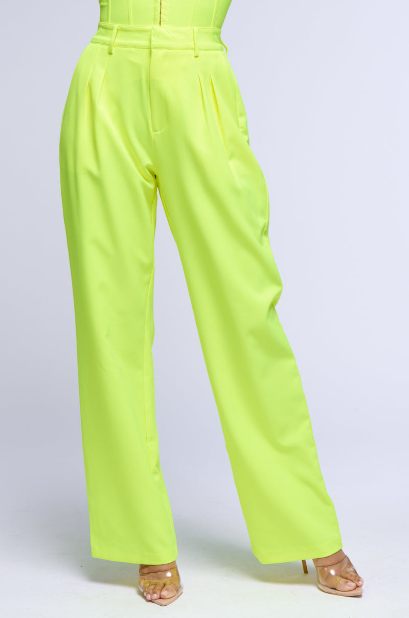 Full View Looking Sharp Relaxed Fit Trousers In Neon Yellow