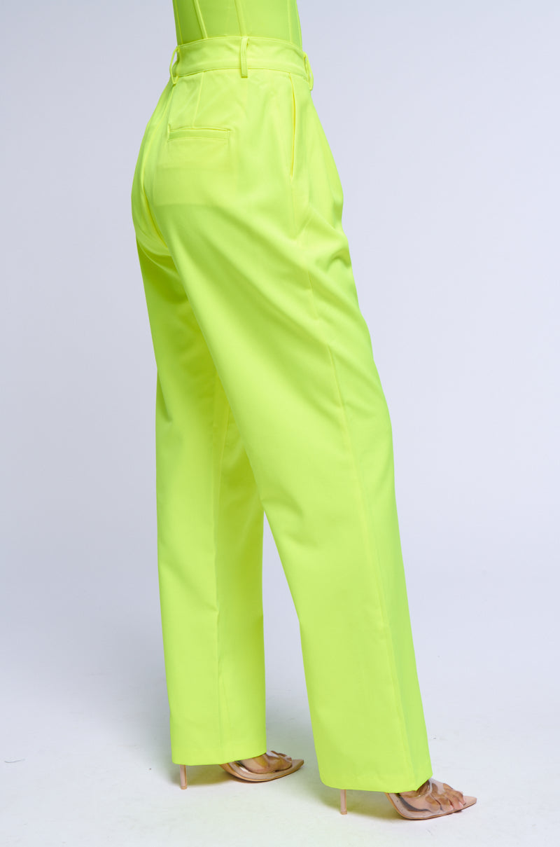 Extra View Looking Sharp Relaxed Fit Trousers In Neon Yellow
