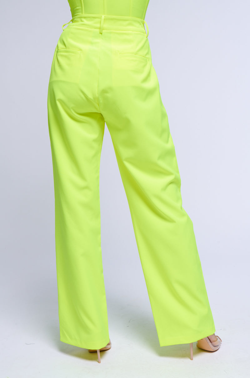 Extra View Looking Sharp Relaxed Fit Trousers In Neon Yellow