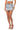 Front View Looking Up Denim Cargo Mini Skirt