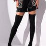 Front View Lorie Gem Embellished Faux Leather Shorts