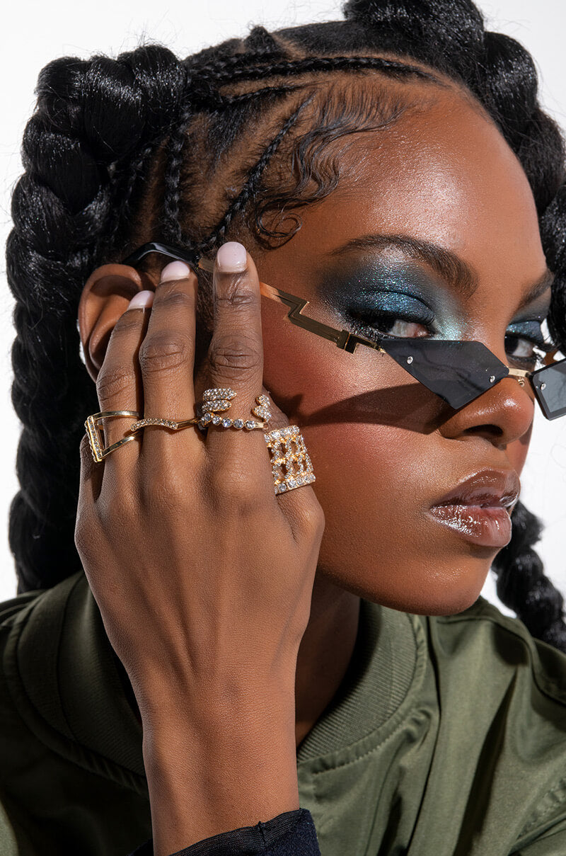 Front View Lost In Lust Rhinestone Ring Set