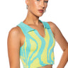 Front View Lost In Time Collared Knit Tank Top In Blue Multi