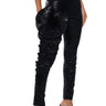 Front View Lotus Flower Bomb Faux Leather Flare Pant