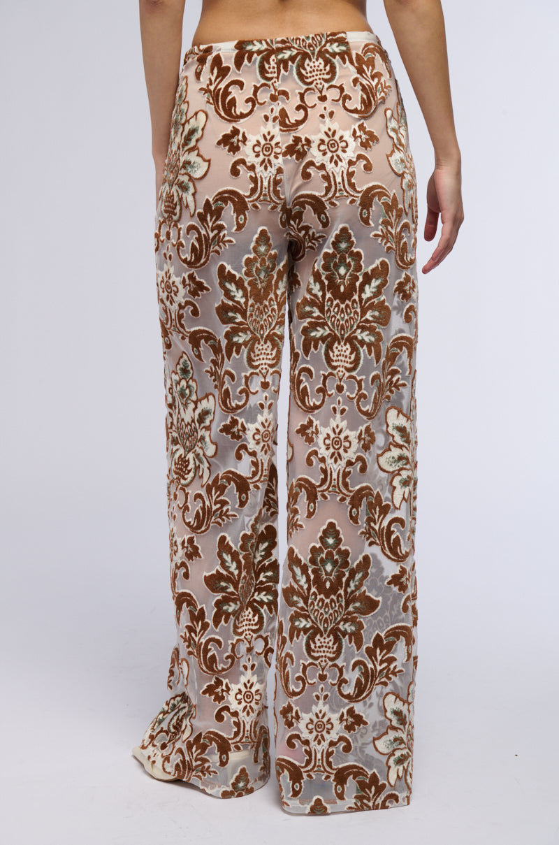 Detail View Lotus Mesh Flare Pants