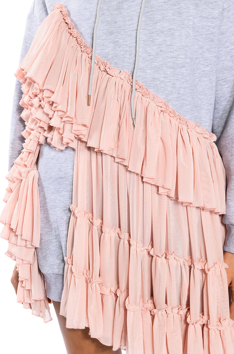 lou and grey hoodie dress LOU LOU RUFFLE DETAIL HOODIE DRESS