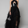 Front View Love In A Hopeless Place Ruffle Detail Halter Maxi Dress in Black