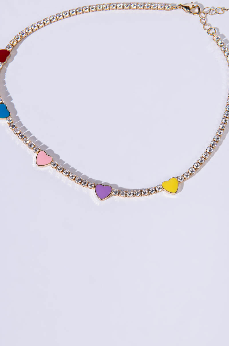 Back View Love It All Multi Color Heart Necklace