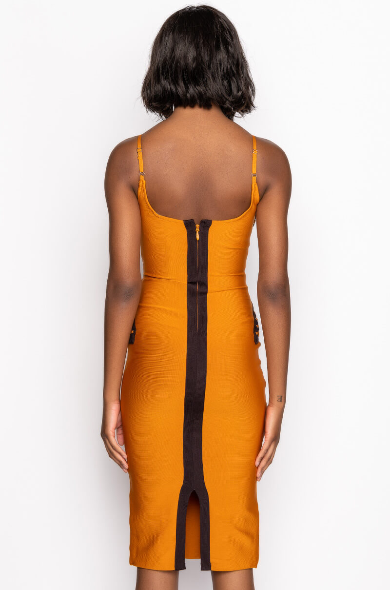 LOVE IT LACE UP MIDI DRESS DARK YELLOW AKIRA LOVE IT LACE UP MIDI DRESS DARK YELLOW AKIRA