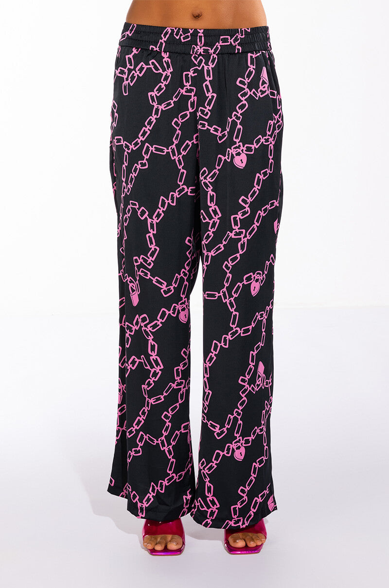 Back View Love Lock Wide Leg Palazzo Pants