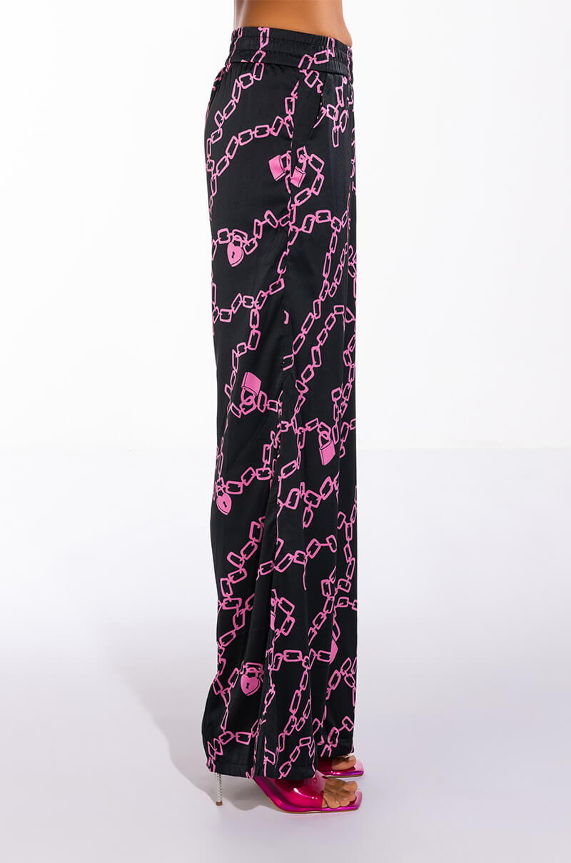 Detail View Love Lock Wide Leg Palazzo Pants