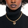 Front View Love Me Love Me Not Golden Heart Choker 