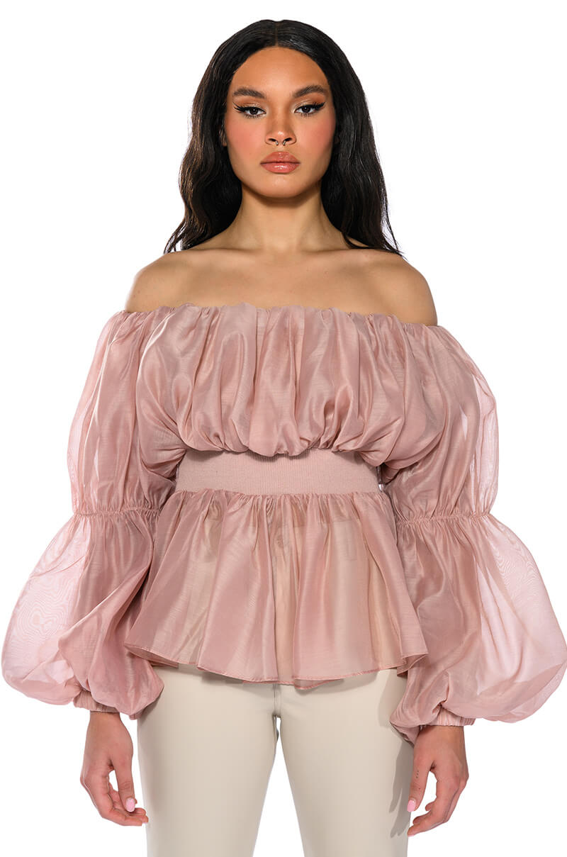 Front View Love Sprung Off The Shoulder Blouse
