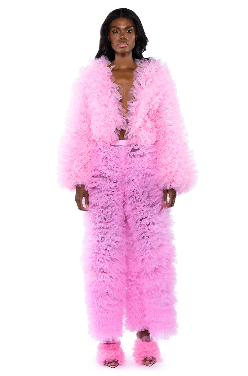 Extra View Love You Lou Lou Tulle Jacket In Pink