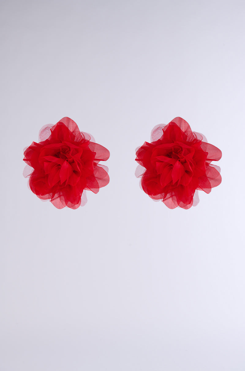 Back View Love You Statement Flower Stud Earring In Red 1