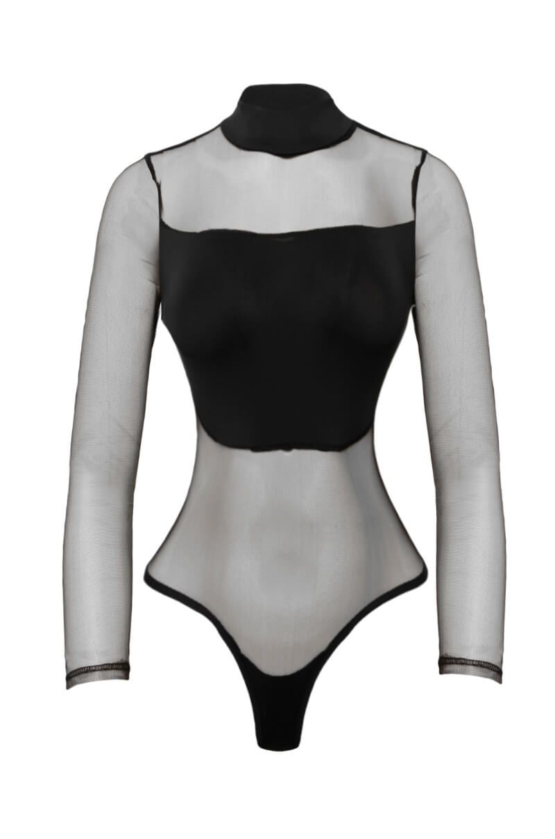 LOVELY LINES MESH BODYSUIT BLACK view 0