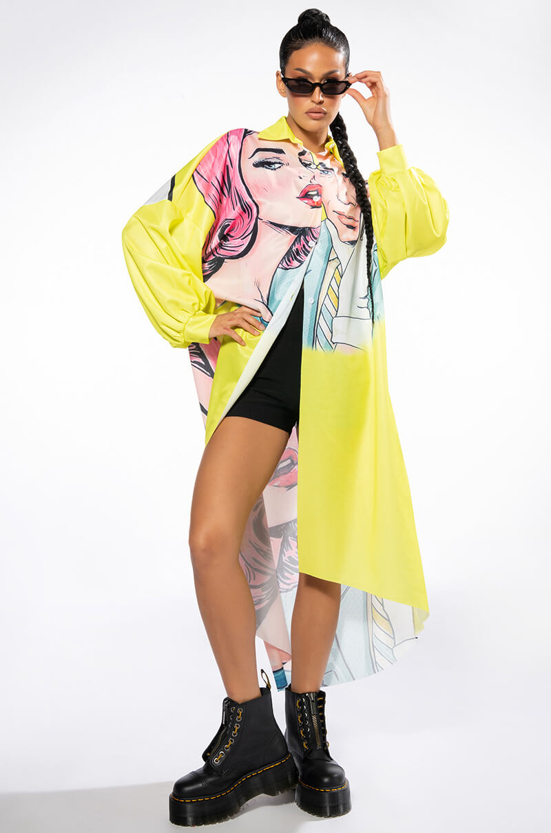 Front View Lovers Long Button Down Blouse
