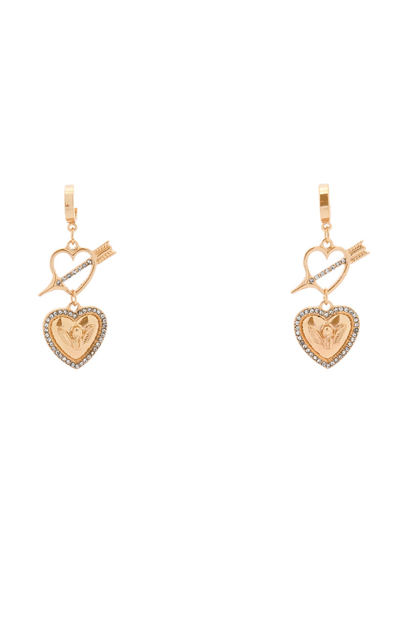 Side View Loves Me Embellished Dangle Huggie Hoops