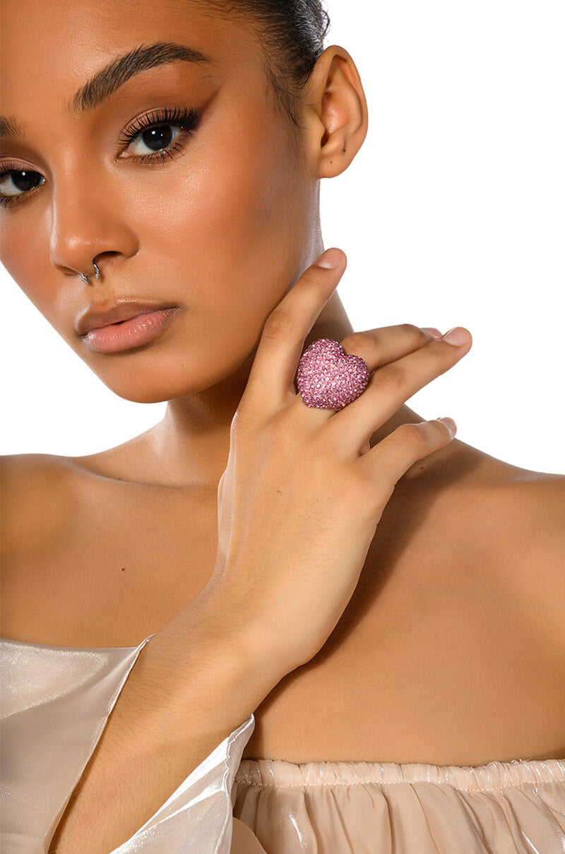 LOVEY DOVEY RHINESTONE COCKTAIL RING view 0