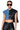 Front View Low Rider Half Pu Crop Denim Vest With Cape