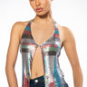 Front View Luciana Chainmail Front Clasp Halter Top