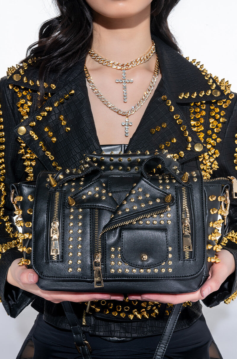 LUCIFER MOTO STUDDED PURSE view 0
