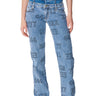 Front View Lucky Number Triple Waistband Straight Leg Jeans