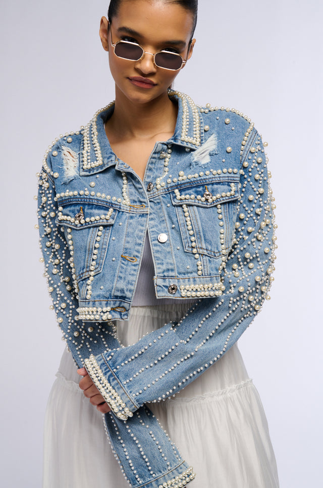 Pearlesque Pearl Denim Jacket- Vocal