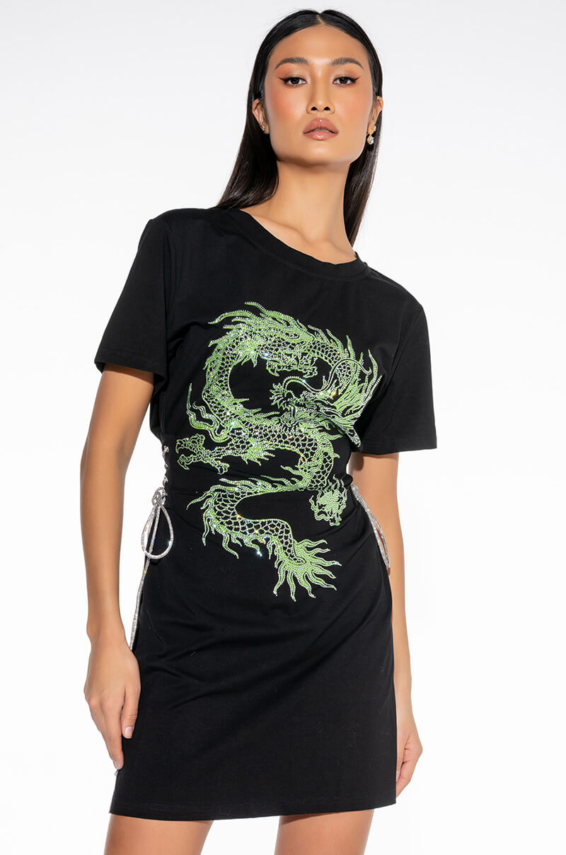 Front View Lucky You Graphic T Shirt Dress
