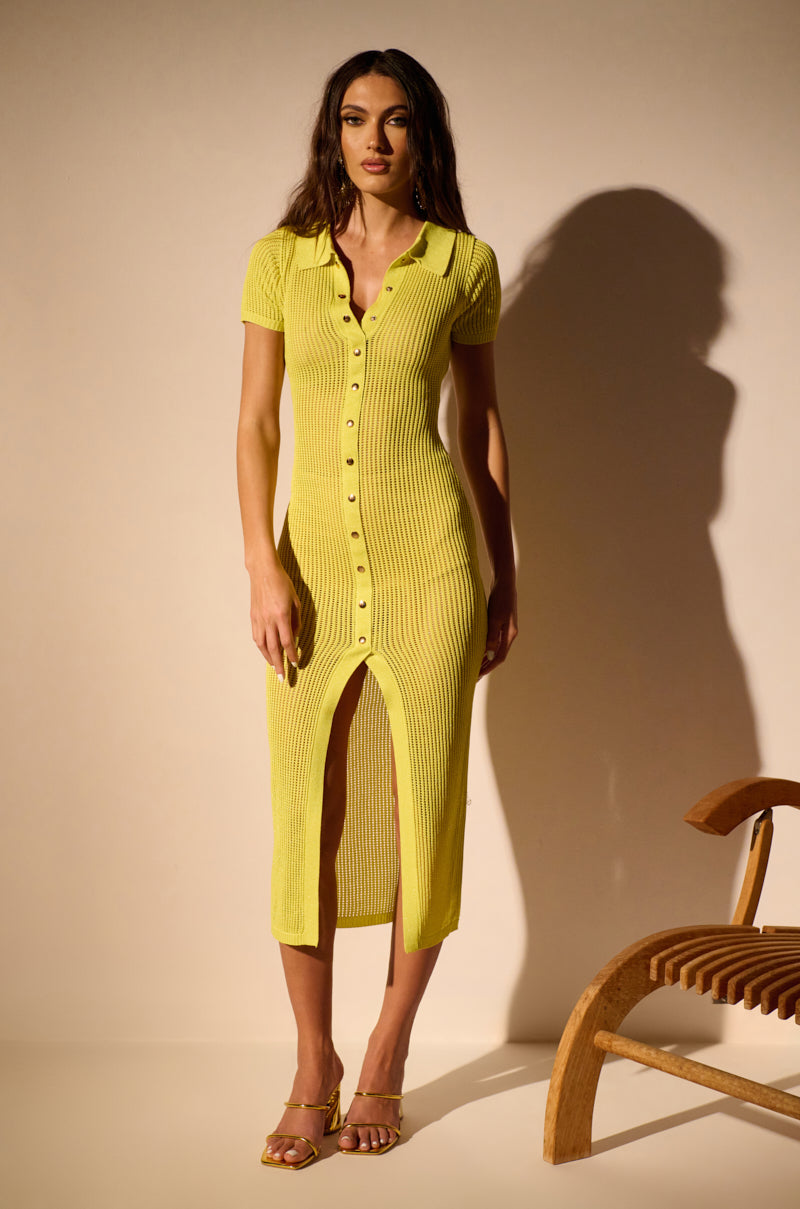 Side View Lucy Button Front Maxi Dress