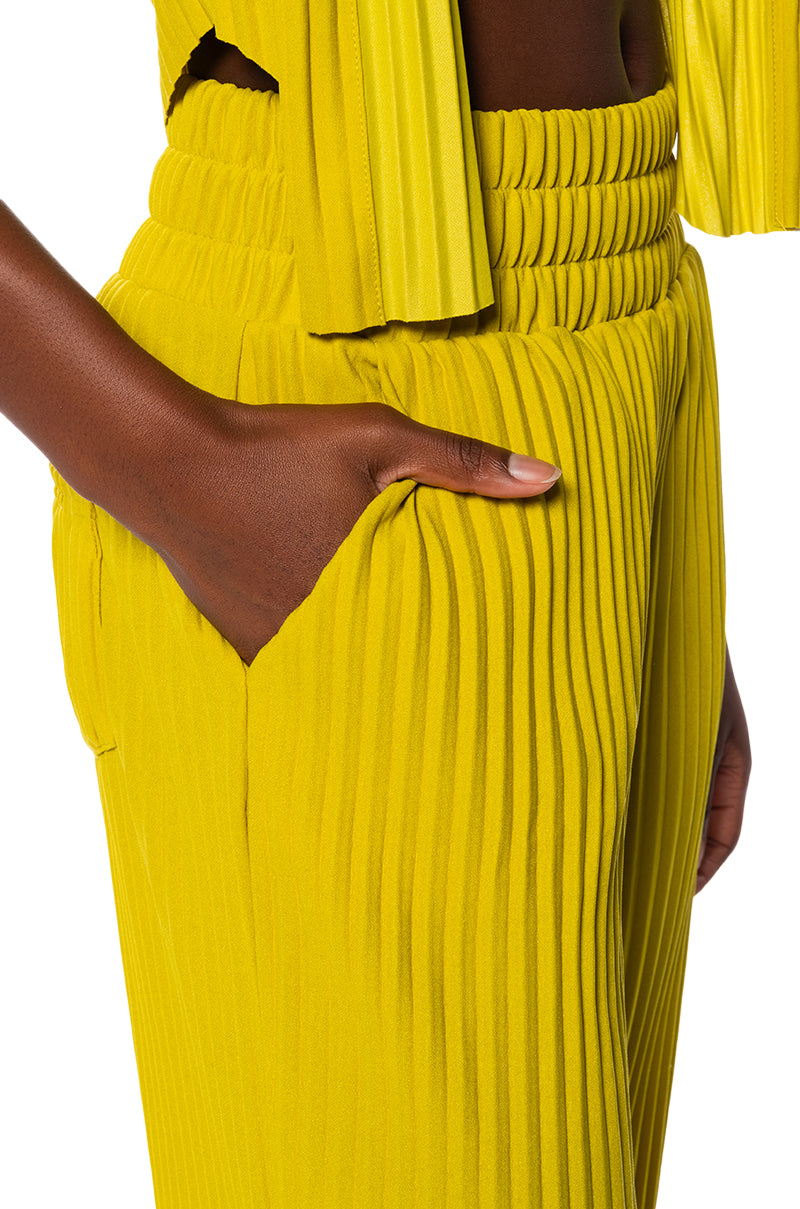 Extra View Lucy High Rise Wide Leg Pant In Green