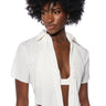 Front View Lucy Short Sleeve Button Down In White