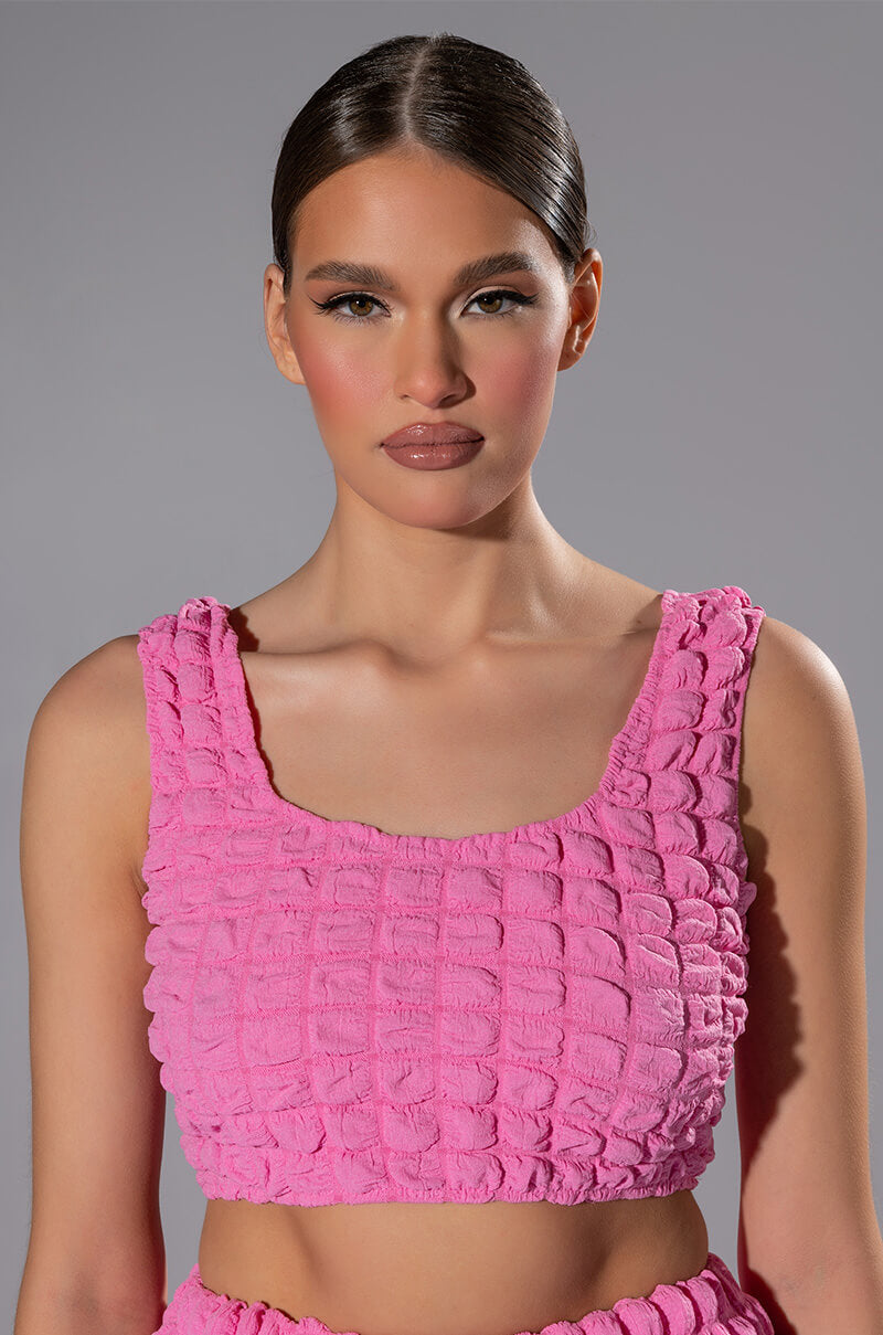 Front View Lucy Textured Crop Tank Top