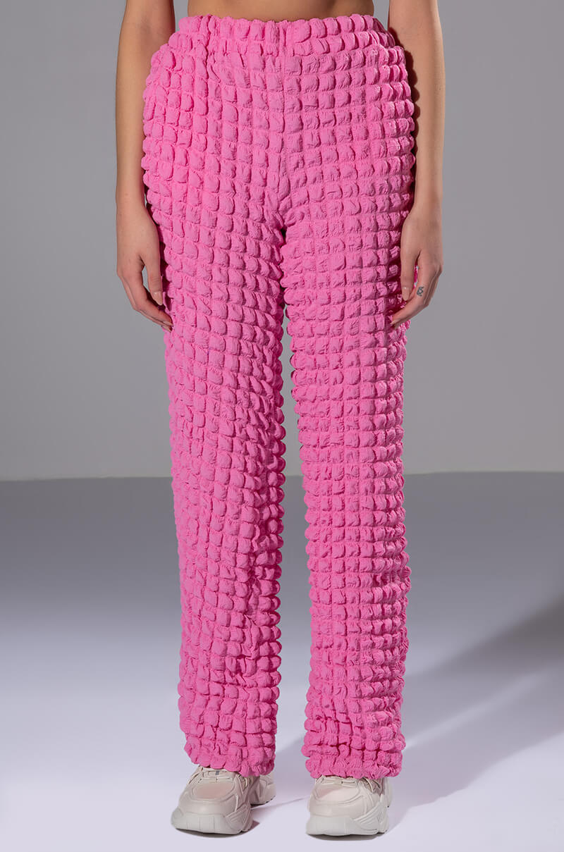 Front View Lucy Textured Wide Leg Pant